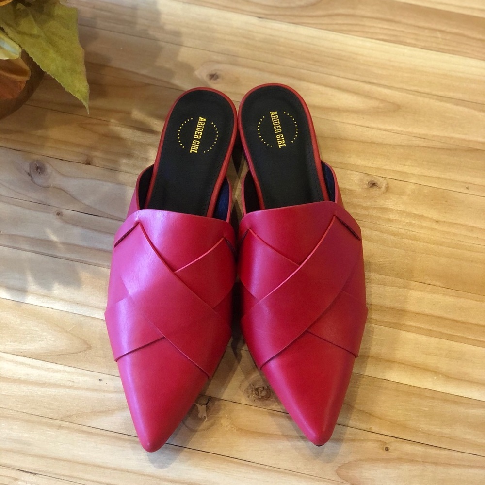 Bright red mules by Arider girl
